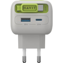 Havit UC251 35W Gan Pd Hızlı Şarj Adaptörü - Geri Sarılan Usb-C Kablolu, Usb-A/usb-C
