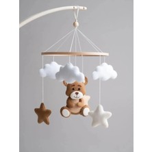 Metfiq (Müziksiz)Ayıcık Gelişim Odaklı Beşik Yanı Keçe Dönence Bebek Çocuk Odası Süsü