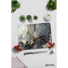Feyza Design Şık Mermer Görünümlü Cam Kesme Tablası 30X40CM