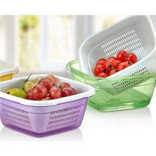 Feyza Design 3,8 Lt Zümrüt Kare Süzgeçli Badya Makarna Süzgeci, Pratik ve Şık