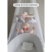 Ahşap Kasnaklı Yenidoğan Bebek Dönencesi - Baby Shower Hediyesi Müzikli Beşik Oyuncağı