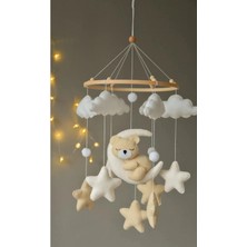 Metfiq (Müziksiz)Ayıcık Gelişim Odaklı Beşik Yanı Keçe Dönence Bebek Çocuk Odası Süsü