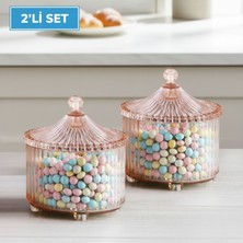 LE Paris Stil Ayaklı Akrilik Şekerlik & Lokumluk 2'li Set - Dekoratif Kapaklı Sunumluk