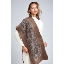 Neptune Marbling Toprağın Damarları Keçe Şal Kahve