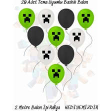 snowparty Minecraft Baskılı Doğum Günü Balonu 20 Adet Tema Uyumlu Renkli Eğlenceli Parti Malzemeleri