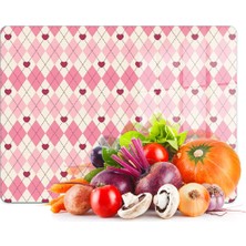 Feyza Design Pembe Baklava Desenli Cam Kesme ve Sunum Tahtası 20X30 cm