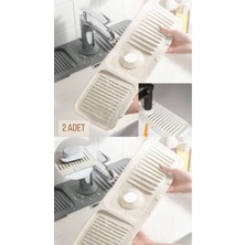 Feyza Design Setli Elastik Musluk Matı, Su Tutucu ve Kaydırmaz Mutfak-Banyo Organizer