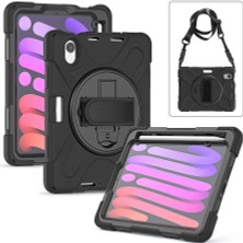 Fuchsia iPad Mini 7. Nesil 2024 ile Uyumlu 360° Dönebilen Standlı Sağlam El-Omuz Askılı Defender Tablet Kılıfı