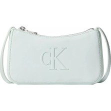 Calvin Klein Kadın Ck Logo Desenli Ayarlanabilir Askılı Fermuarlı Gri Omuz Çantası LV04F1125G-U3L