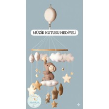 Trend Premium Bebek Beşik Dönencesi - Tavşan ve Bulut Figürlü - El Işçiliği - Natural Müzikli