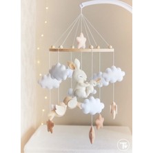 Müzik Trendmetfıq El Emeği Keçe Bebek Dönencesi Aydedeli Ayıcık Figürlü Beşik ve Park Yatak Oyuncağı