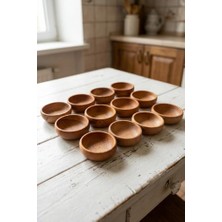 Atbyhome 12 Parça Doğal Ahşap Çerezlik Kaseler - 10 cm Kahvaltılık ve Mezze Sosluk Seti