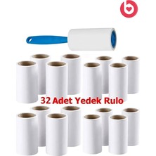 Özgürce 32 Adet Tüy Toplama Rulo Seti ve Hediye Saplı Kedi Köpek Kıl Yünü Bandı