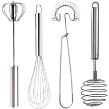Feyza Design 4'lü Paslanmaz Çelik Çırpıcı Seti, Çok Amaçlı ve Dayanıklı