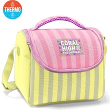 Coral High Kids Pembe Sarı Çizgi Desenli Thermo Beslenme Çantası 37123