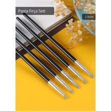 Feyza Design 5'li Set Silikon Pasta ve Yüz Boyası Fırçası, Ince Uçlu El Işi Fırça