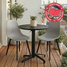 Vilinze Tilia Plastik Bahçe Balkon Bistro Seti Katlanır Masa 60*60 cm