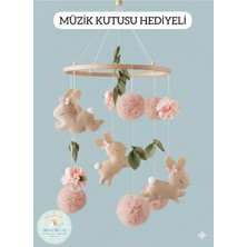Trend Premium Bebek Beşik Dönencesi - Tavşan ve Bulut Figürlü - El Işçiliği - Natural Müzikli