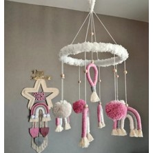 Metfiq Makrome Dönence Bebek Dönencesi Bebek Beşik Aksesuar El Yapımı Bebek Cocuk Odası Aksesuar