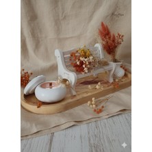 El Yapımı Mini Bank Mumluk & Kuru Çiçek Dekor Seti – Taş Tozu