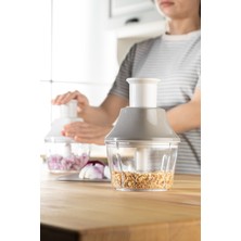 Feyza Design Manuel Doğrayıcı Rondo – 700 Ml, Paslanmaz Çelik Üçlü Bıçak, Bulaşık Makinasında Yıkanabilir