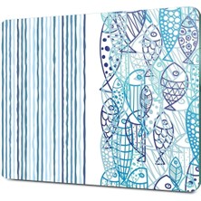 Feyza Design Cam Kesme Tahtası, Deniz Dalgası Desenli, Şık ve Dayanıklı Tasarım