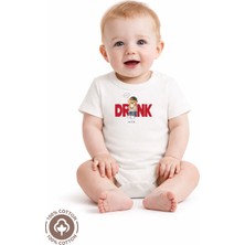 Miniel özel Tasarım Organik Pamuklu Drink Ayıcık Baskılı 3-6-9-12 Ay Bebek Body Ekru Badi Zıbın