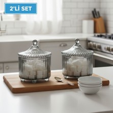 LE Paris Stil Ayaklı Akrilik Şekerlik & Lokumluk 2'li Set - Dekoratif Kapaklı Sunumluk