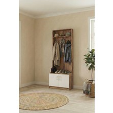 İNDEPPO Loft Portmanto Askılı 2 Kapaklı (Ceviz - Beyaz)