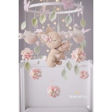 El Yapımı Keçe Bebek Dönencesi - Safari Tavşan Ayıcık Temalı Bebek Odası Süsleme Hediyesi Müzikli