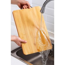 Feyza Design Sağlam Çelik Tutamaçlı Bambu Kesme Tahtası, 24X34CM, Şık ve Fonksiyonel