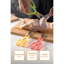 Feyza Design Çok Amaçlı Renkli Paslanmaz Çelik Mutfak Makası 4 Özellik