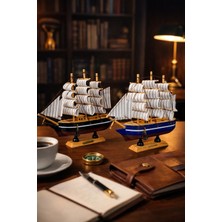 Hediye Filesi El Yapımı Ahşap Yelkenli Gemi Maketi 20X20 cm – Dekoratif Ofis & Salon Masa Üstü Hediyelik – 528-DF