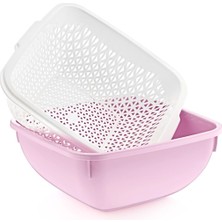 Feyza Design 6 Litre Çok Amaçlı Kare Süzgeç ve Kase Seti, Pratik Mutfak Gereçleri