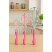 Feyza Design Renkli 3’lü Silikon Çırpıcı Seti, Mini, Orta, Büyük, Mutfak Şıklığı