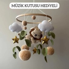 Ahşap Kasnaklı Yenidoğan Bebek Dönencesi - Baby Shower Hediyesi Müzikli Beşik Oyuncağı