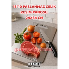 Feyza Design Paslanmaz Çelik Kesim Panosu 24X34 Cm, Dayanıklı ve Şık Tasarım