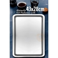 Zhlhome Sunum Tepsisi Çay Kahve Tepsisi 43X28 cm 430 Paslanmaz Çelik