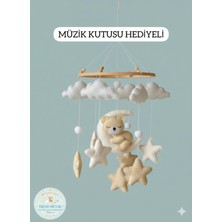 1-0trend El Yapımı Bebek Dönencesi Doğal Bebek Odası Ayıcıklı Uyku Arkadaşı Müzik Kutusu Hediyeli