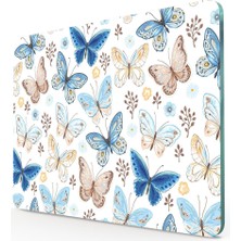 Feyza Design Mavi Kelebek Desenli Cam Kesme ve Sunum Tahtası 30X40 cm