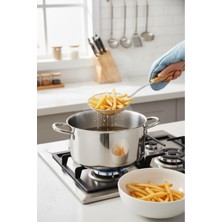 Feyza Design Bambu Saplı Tel Kevgir 16CM, Pratik ve Dayanıklı Mutfak Aksesuarı