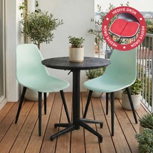 Vilinze Tilia Plastik Bahçe Balkon Bistro Seti Katlanır Masa 60*60 cm