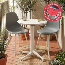 Vilinze Tilia Plastik Bahçe Balkon Bistro Seti Katlanır Masa 60*60 cm