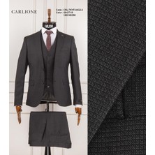 Fabio Cassel Slim Fit  Mono Yaka Çift Yırtmaçlı Astarlı Takım Elbise Yelekli