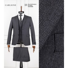 Fabio Cassel Slim Fit  Mono Yaka Çift Yırtmaçlı Astarlı Takım Elbise Yelekli