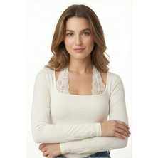 Kurun's Collection Soft Kumaş Dantel Bağlamalı Uzun Kol Bluz