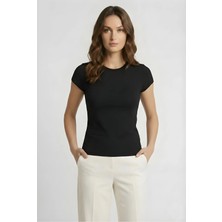 Kurun's Collection Soft Kumaş Bisiklet Yaka Basic Kısa Kol Bluz