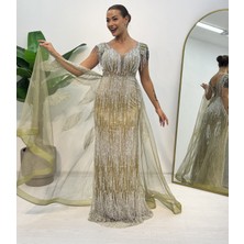 E&A Eren Abiye Kalın Askılı Pelerınlı Balık Abıye