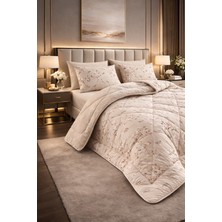 Teksnil Home Çift Kişilik Yorgan Seti Bej Etnik Desenli Welsoft,anti Alerjik,çift Taraflı (Yorgan + 2 Yastık Kılıfı)