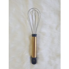Feyza Design Gold Saplı Metal Çırpıcı Set, 30 Cm, Yumurta, Sos, Yoğurt Karıştırıcı